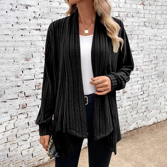 Jacenvly Womens Cardigan Sweaters Long Sleeve Solid Fall Coats For Women Soft Comfort Long Tops Casual Fashion Jacket Blouse