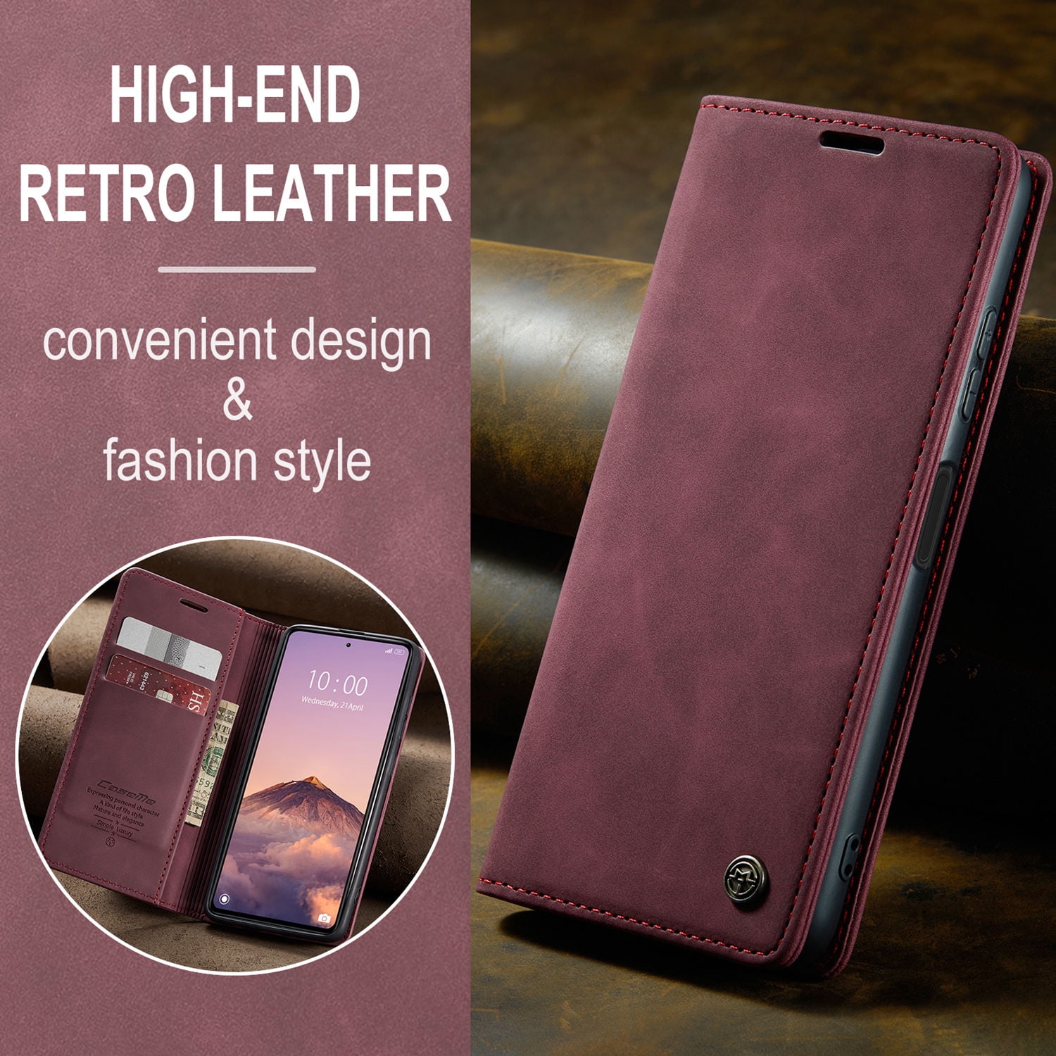 ETFAST Leather Wallet With Card Holder Zipper Phone Case For Xiaomi Poco X5 Pro High Quality Leather Phone Case