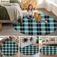 thumbnail image 6 of 3.3ft Washable Round Rug, Aqua Green Non-Slip Circle Area Rug for Entryway Bedroom, Black Lattice Indoor Accent Floor Mat for Home Decor, 6 of 9