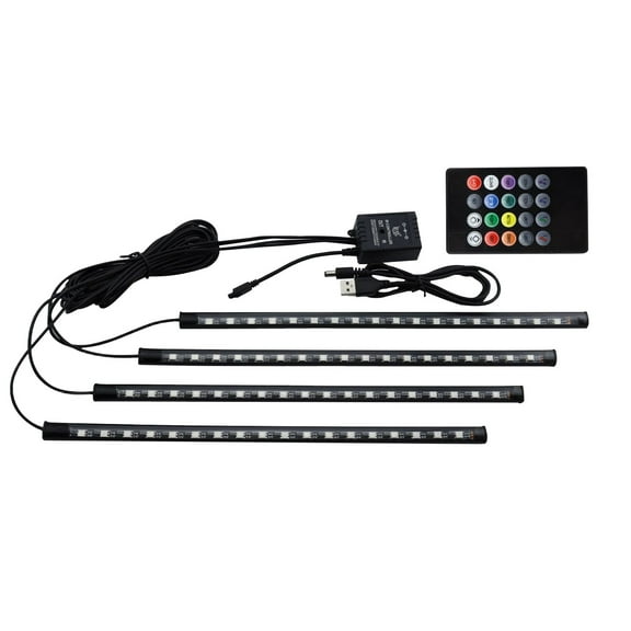HaoXun USB LED RGB Neon Strip Light with Remote and Voice Control - 72 LEDs 4-Pack Car Interior Ambient Lighting Kit with Music Sync for Home Decor Party Supplies