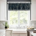 thumbnail image 3 of Blue Flowers Kitchen Curtains and Valances Set, Rod Pocket Curtains Tier Farmhouse Window Curtains 36 Inch Length, Spring Botanical Floral Leaves Stripes 3 Piece Kitchen Curtains Set, 3 of 6