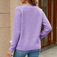 thumbnail image 6 of VISALY Pullover Crewneck Sweatshirt Crochet Sweaters Casual Long Sleeve Pullover Sweaters O Neck Oversized Ribbed Knit Fall Winter Sweater Loose Fit Hoodie Baggy Sweaters Tunic Sweater Purple S, 6 of 8
