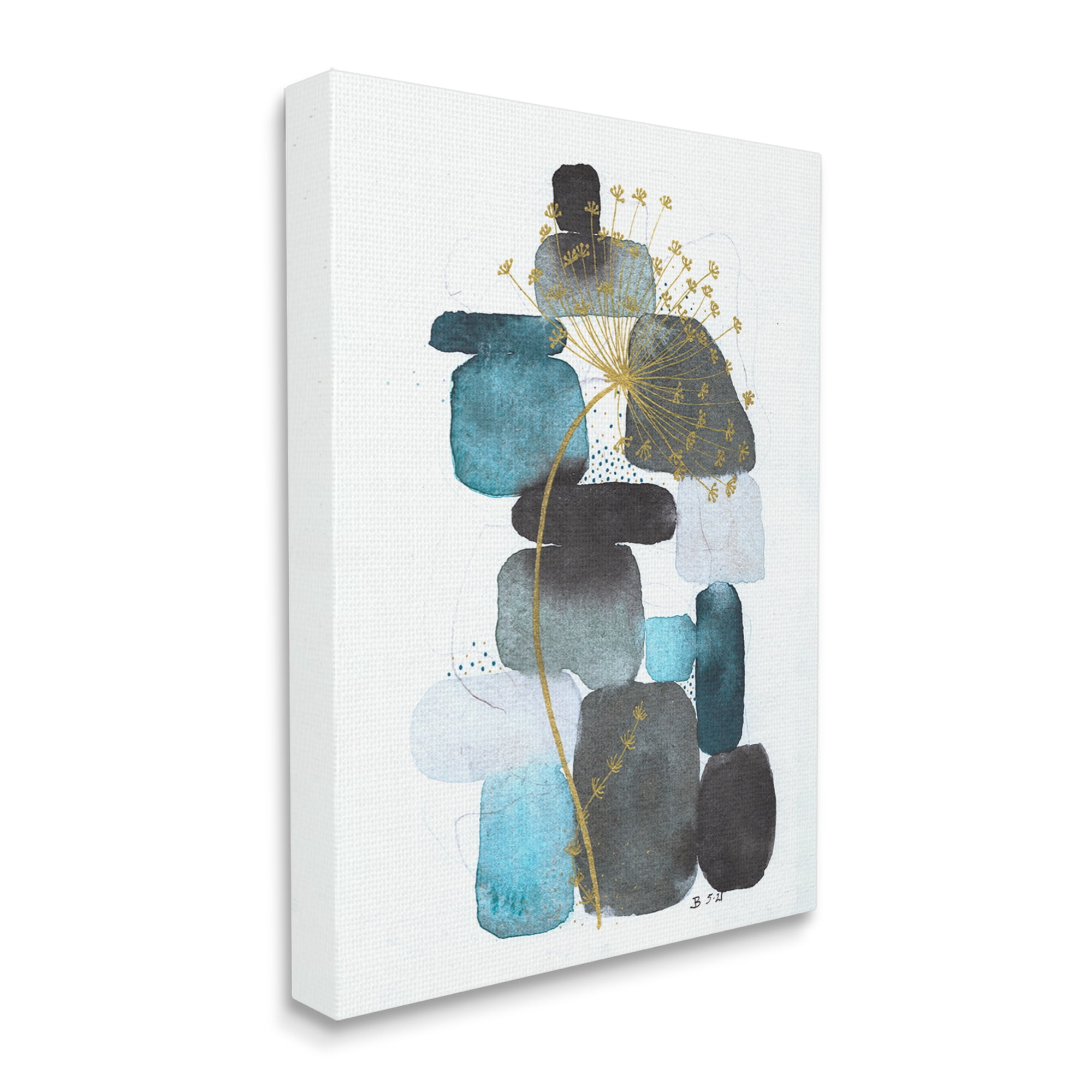 Stupell Industries Dandelion on Blue Rocks Abstract Painting Gallery Wrapped Canvas Print Wall Art, 36 x 48