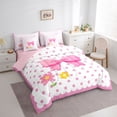 thumbnail image 2 of Erosebridal Kids Girls Cartoon Floral Bowknot Twin Bedding Sets 7-Piece,Teens Vintage Polka Dots Bedding Comforter Set,Pink Reversible,Lightweight Room Decor, 2 of 6