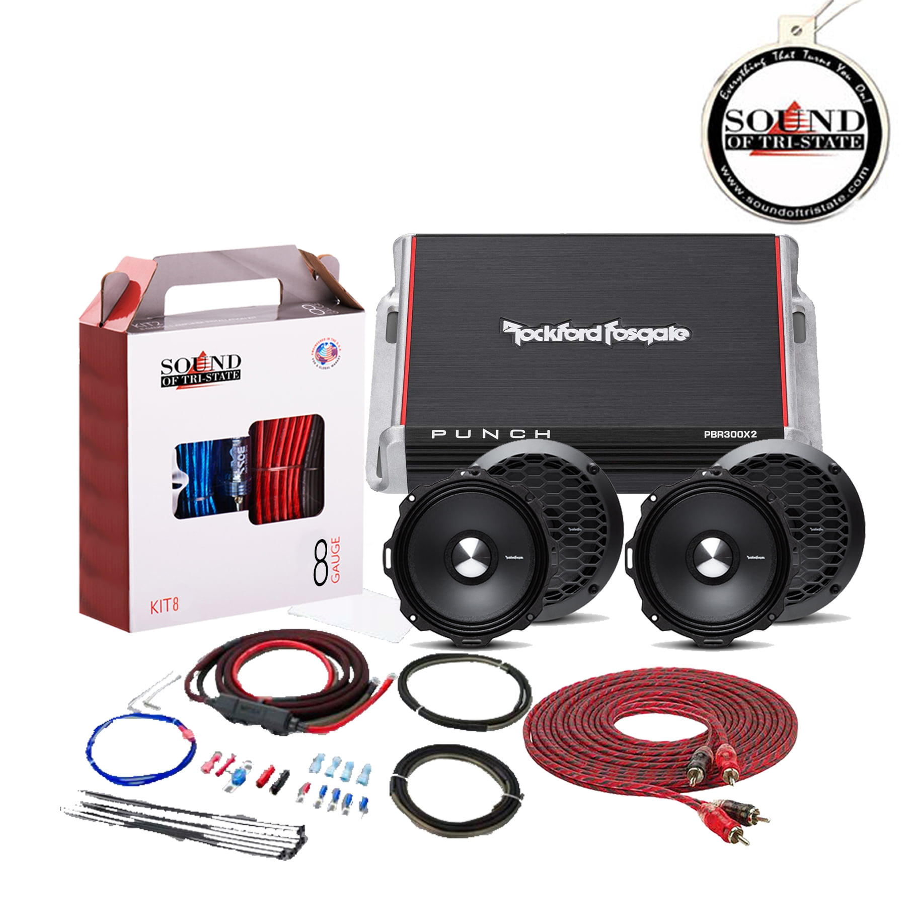 Rockford Fosgate Punch PBR300X2 Amplifier + (2) PPS46 Speaker Package
