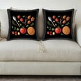 thumbnail image 3 of Set of 2 Decorative Throw Pillow Covers 18x18in - Vibrant Fruits & Vegetables Design on Black Background for Couch Bed Car, 3 of 8