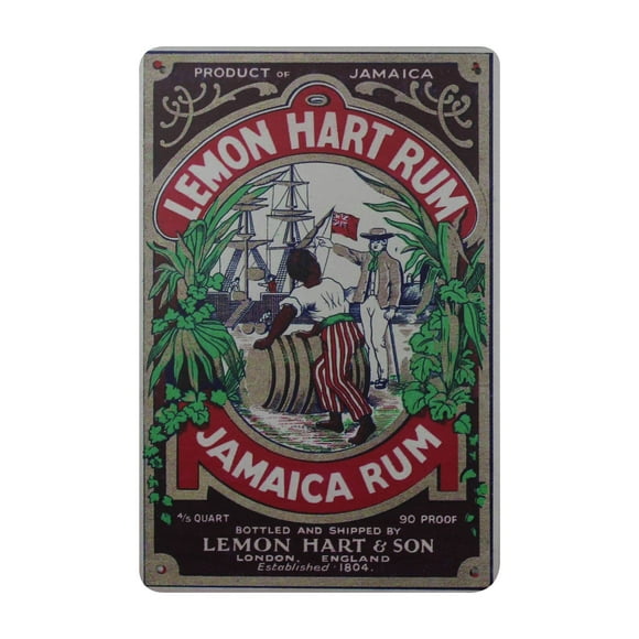 Liquor Citron hart Jamaica Rhum Étiquette Métal Étain Signe de style vintage reproduction 12 x 8 Pouces