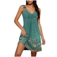thumbnail image 2 of Warop Womens Summer V Neck Sleeveless Mini Dress Fashion Printed Knee-Length Dress Loose Fit Casual Sleepwear, 2 of 7