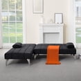 thumbnail image 5 of Gewnee 78.35”L-Shaped Velvet Reversible Sectional Sleeper Sofa,Futon Sofa with Adjustable Split Back & Chaise,Couch for Home,Office and Guest Room.Black, 5 of 14