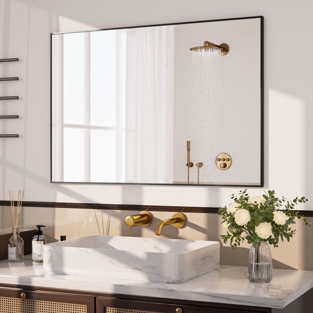 Miroir Mural En Arche BEAUTYPEAK 78,7x81,3 Cm – Cadre Métal Noir – Pour Salle De Bain, Salon, Entrée