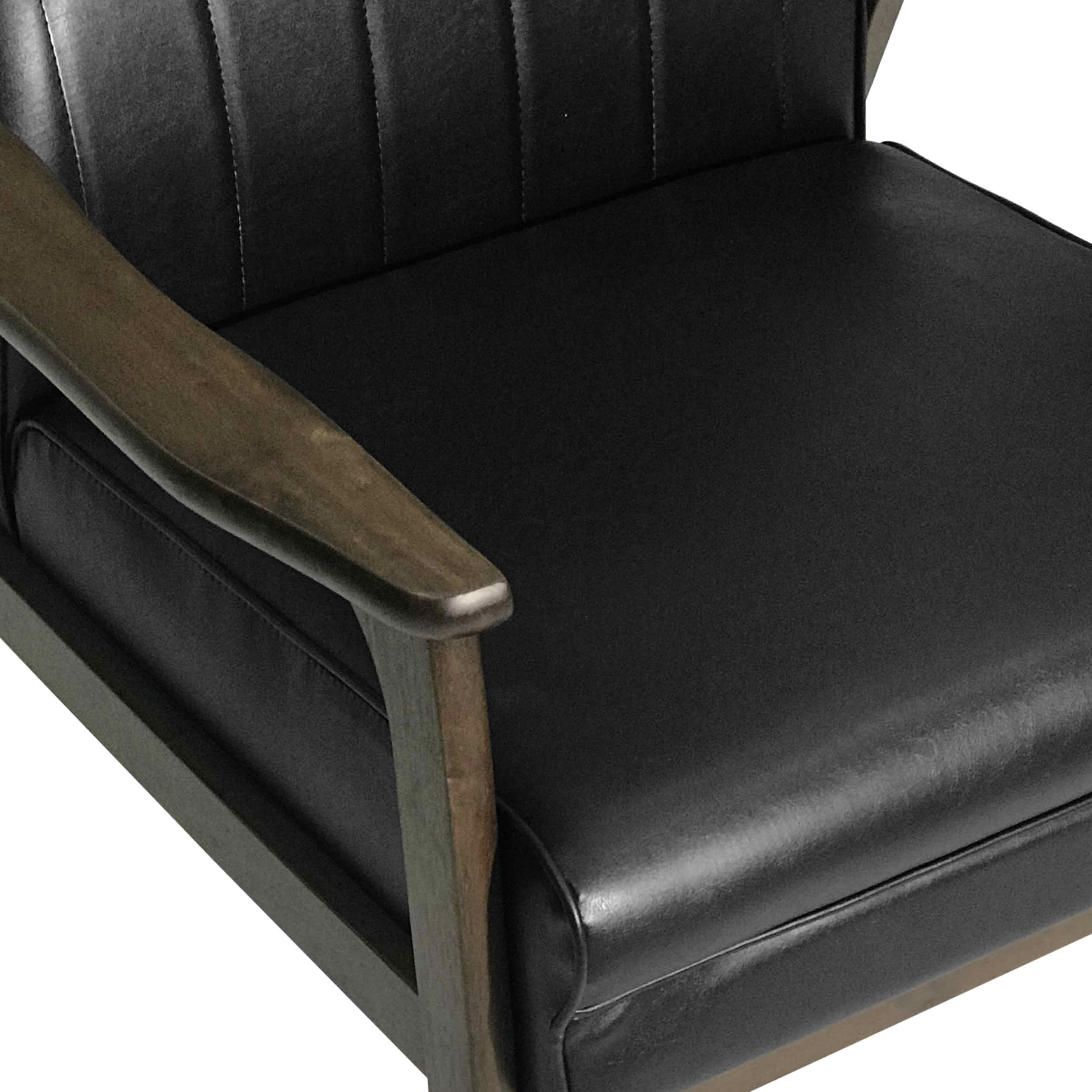 MAYEERTY Mid Century Modern Accent Chair, Matte Black Faux Leather Upholstered, for Living Room & Bedroom