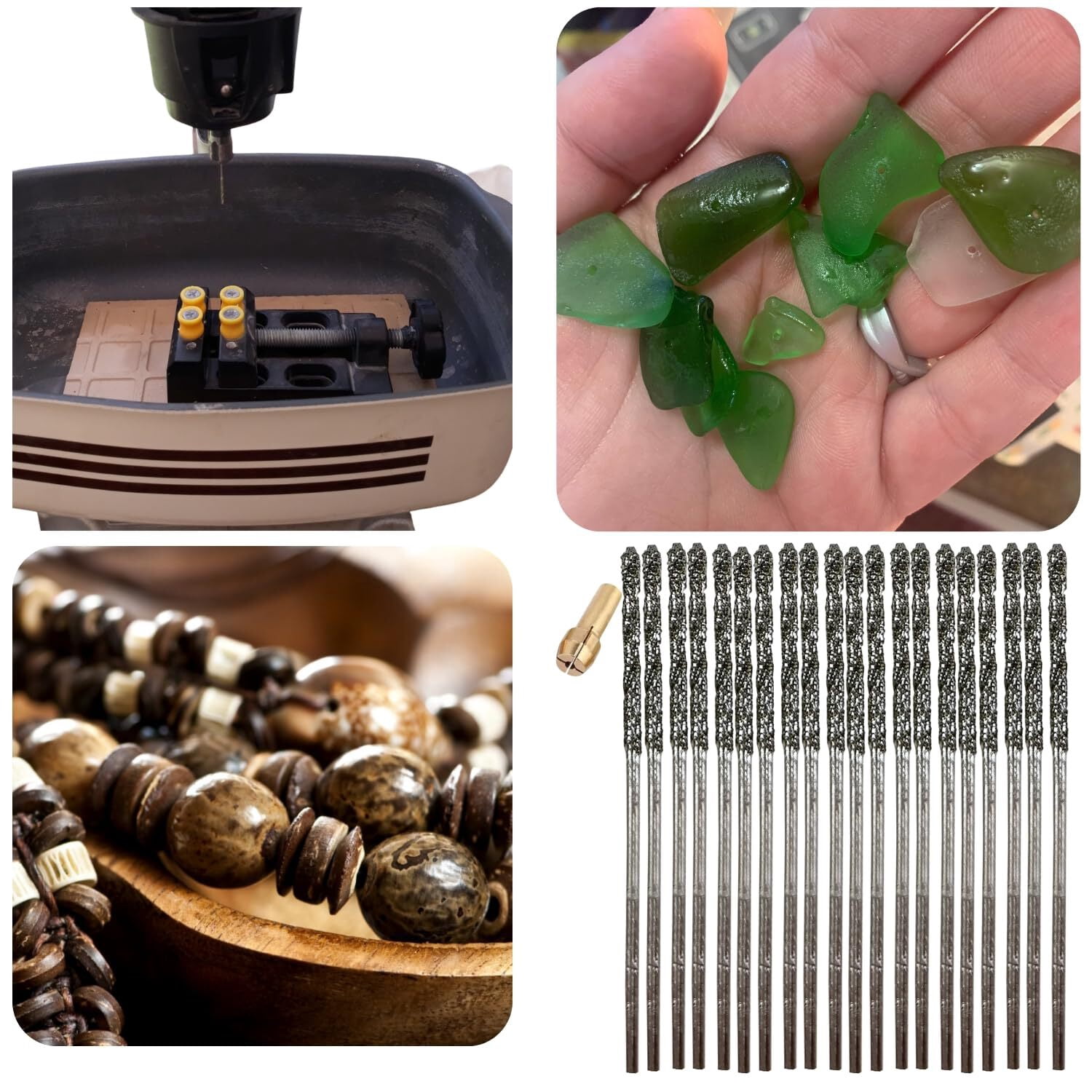 1mm Diamond Bits For Drilling Stone Compatible with Dremel Drill Bit Set Twist Tip Design Jewelry Sea Glass Beach Shell Gemstone 20 Pieces Set