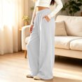 thumbnail image 2 of Lmnyox Kid's Sweatpants Wide Leg Baggy Solid Color High Waist Sports Pants Fleece Lined Joggers with Pockets, 2 of 9