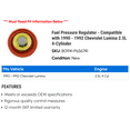 thumbnail image 2 of Fuel Pressure Regulator - Compatible with 1990 - 1992 Chevy Lumina 2.5L 4-Cylinder 1991, 2 of 2