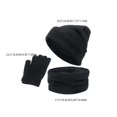 thumbnail image 4 of Gorro cálido Beanie 3 unids / set invierno a prueba sombrero de punto bufanda y guantes para frío mujeres hombres niñas senderismo - NEGRO Negro Magideal Gorro cálido Beanie, 4 of 5