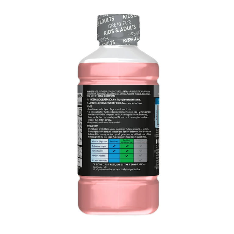 Pedialyte AdvancedCare Plus Electrolyte Drink, Raspberry Lemonade, 1 Liter  - Walmart.com