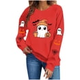 thumbnail image 4 of XSMGTUI Halloween Women's Sweatshirt Fall Ghost Fall Pumpkin Long Sleeve Casual Witch Bat Oversized Pullover Soft Comfortable Shirts Cute Vintage Graphic Top, 4 of 8