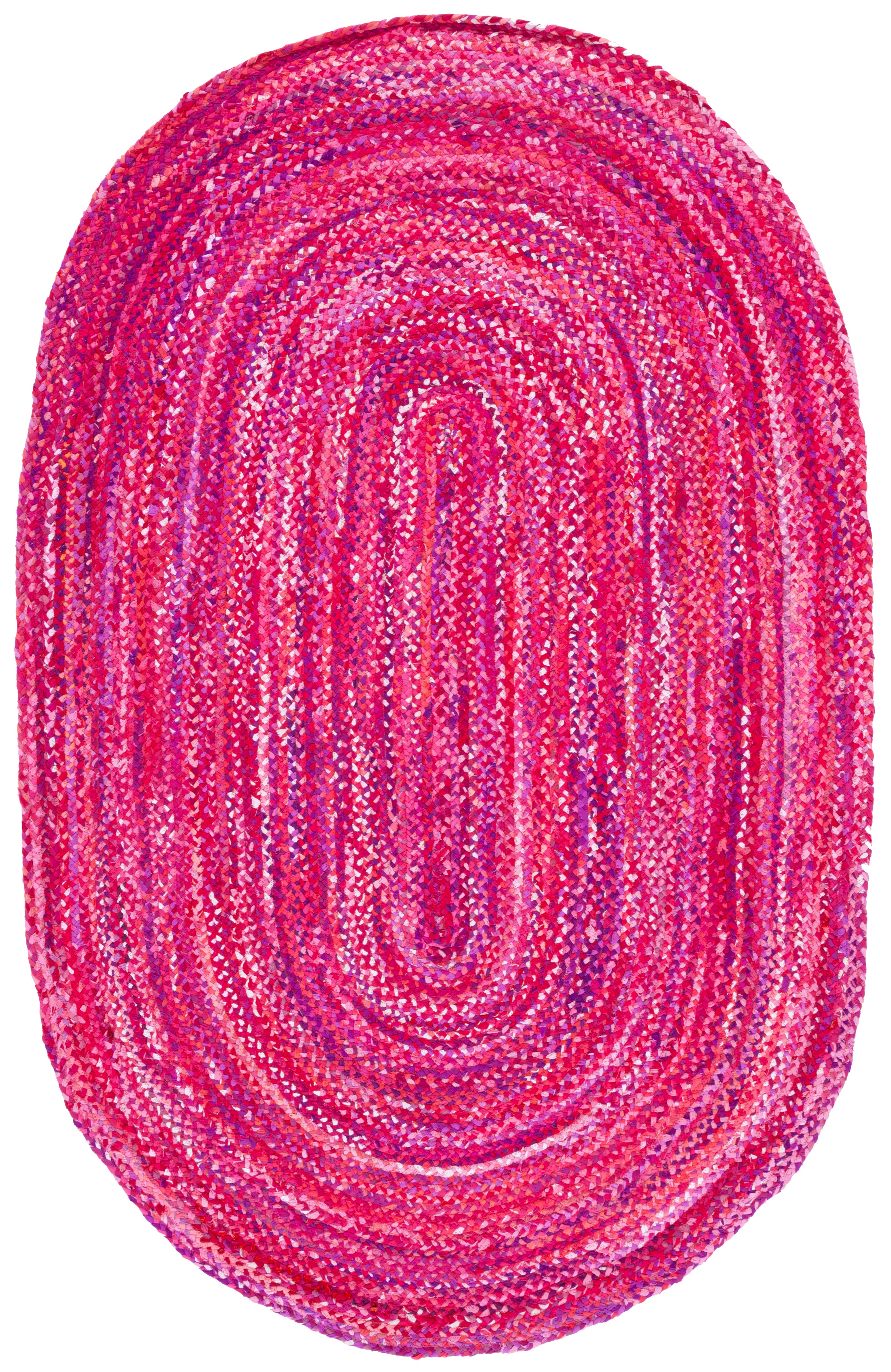 SAFAVIEH Braided Calvin Transitional Cotton Reversible Area Rug, Pink/Fuchsia, 5' x 8' Oval