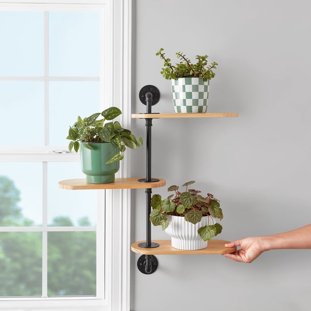 Mainstays Black & Tan Three Tier Swivel Wall Plant Shelf - Walmart