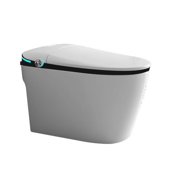 TICOZE Luxury Smart Toilet with Bidet Seat Built-in, Intelligent Toilet Auto Open/Close Seat, Foot Sensor, LED Display,Night Light, Warm Water & Dryer,White