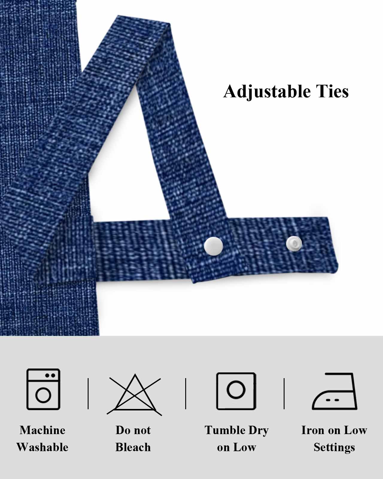 Navy Blue Linen Tie Up Valances Curtain, Adjustable Kitchen Farmhouse Pure Color Country Vintage Valances for Windows Decor, Rod Pocket Short Curtains Set for Bedroom/Bathroom, 54"x18"