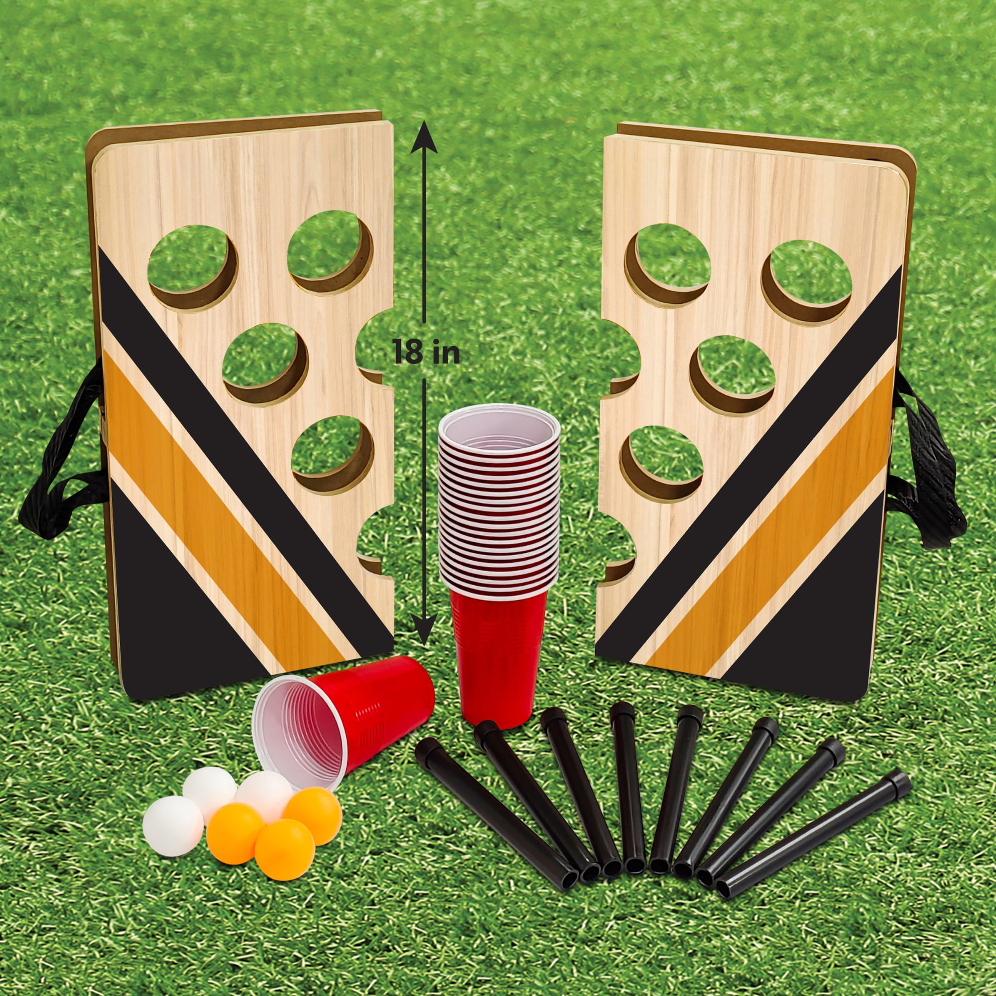 Portable Cup Pong, Outdoor Toss Game Set, for All Ages, by MinnARK
