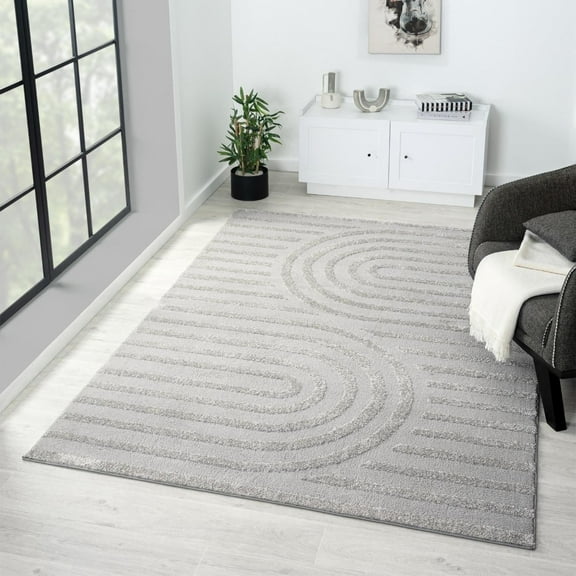 Luxe Weavers Modern Geometric Silver 8x10 Area Rug for Living Room