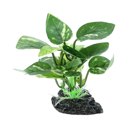 Unique Bargains Aquarium Plastic Plants, Silk Aquarium Plants Silk Plants for Betta Fish Tank Dark Green Pointed Leaves 4.7" Tall