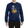 thumbnail image 2 of Funny Graphic Astronaut Cat in Space on Cheeseburger | Mens Cat Lover Crewneck Graphic Sweatshirt, Navy, Small, 2 of 3