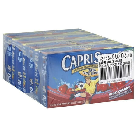 Sun Blend - 40 PACKS : Kraft Capri Sun Wild Cherry Flavored Juice Drink Blend, 6 Ounce