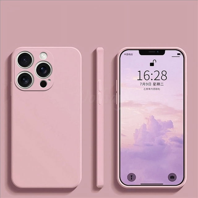 For iPhone 16 Pro Max Case Liquid Silicone Original Plain Rubber TPU Protector Case For iPhone 16 Pro Max Cover TPU Shockproof Pink 16 Pro