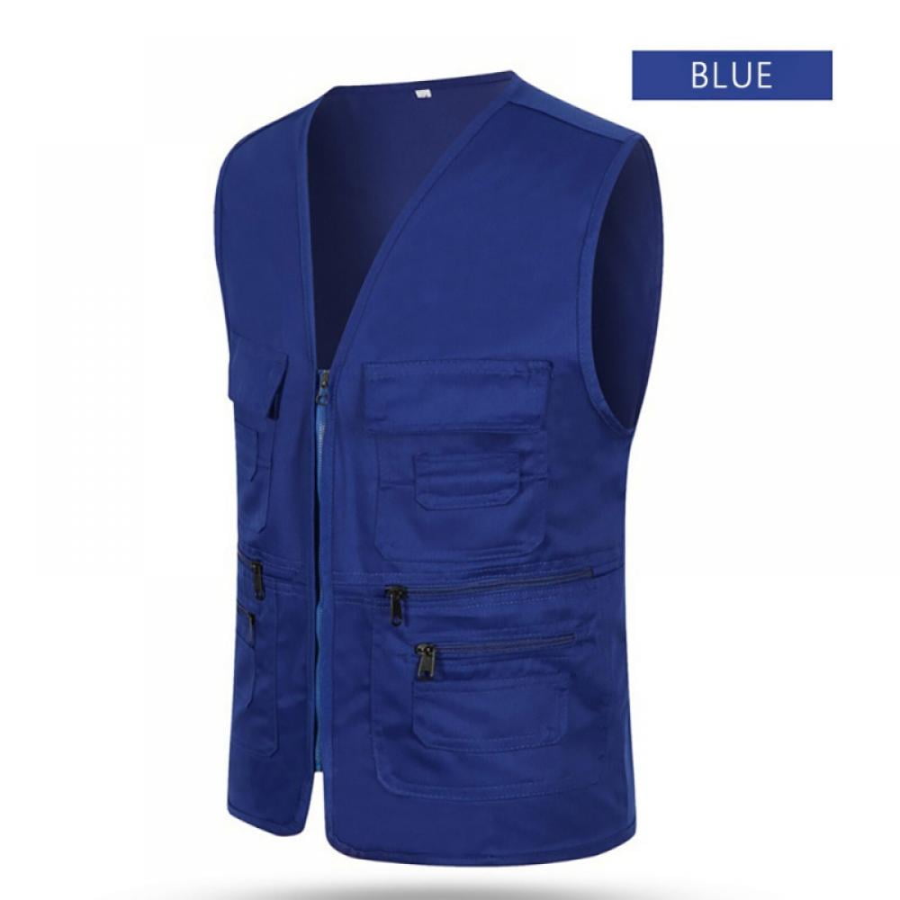 Spanye Men's Fishing Vest Alive Outerwear Multi-Pocket Vests Casual Work Sleeveless Jacket 