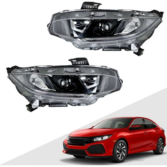 munirater Headlights Assembly Headlamp Halogen Driver & Passenger Side Replacement for 2016-2021 Civic