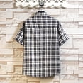 thumbnail image 4 of Camisas de los Hombres de Manga Larga Casual Botón de Comprobación Bolsillo Solapa Camisa de Moda, Poliéster Cuadrado, 4 of 9