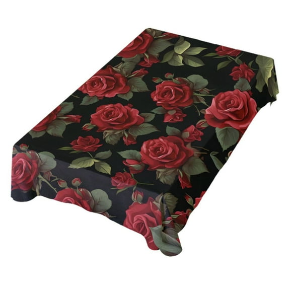 JSTEL Vintage Rose Flowers Floral Table Cloth Square 54 x 54 Inch Tablecloth Anti Wrinkle Table Cover for Dining Kitchen Parties