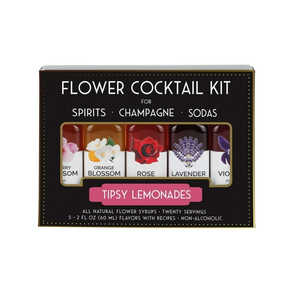 Floral Elixir Flower Cocktail Kit, Tipsy Lemonades - 5 Floral Syrups for Drinks