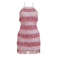 thumbnail image 6 of DHFJKG Womens Sparkly Tassels Dresses Halter Lace Up Backleess Party Mini Dress For Carnival Celebration Night Out Clubwear Elegant Sequins Versatile Dresses, 6 of 7