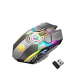 thumbnail image 1 of sweethay Ratón inalámbrico para juegos, portátil, 2,4 GHz, recargable, 15M, 800/1200/1600DPI, luz RGB ajustable, conexión automática, Cables de computadora Gris, 1 of 6