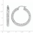 thumbnail image 2 of Beautiful Sterling Silver Rhodium-plated Textured 4x35mm Hoop Earrings, 2 of 2
