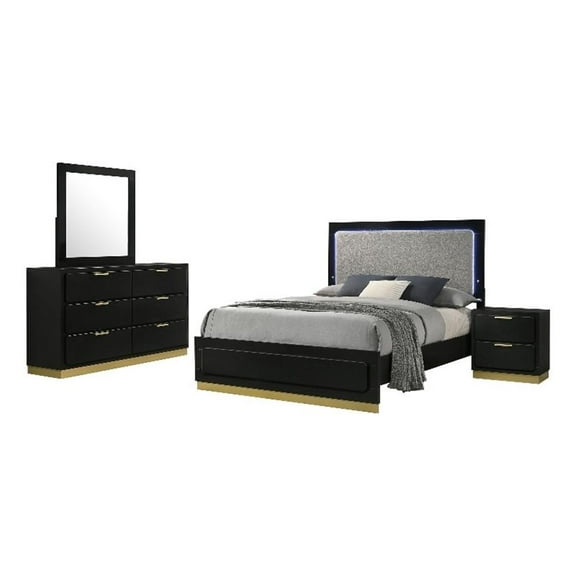 Caraway 4-piece Eastern King Bedroom Set Black