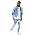 thumbnail image 4 of GFTD LA Los Angeles Men's Adrian Skinny Fit Paisley Panel Distress Ripped Jeans (30, Blue), 4 of 6