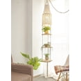 thumbnail image 2 of Hemp Rope Hanging Plant Shelf from Ceiling for Narrow Space or window Boho Hanging plant Shelves, Natural Pine Wooden Plant Stand Display for Indoor, Outdoor, Corner, Balcony, Living Room and Bedroom, 2 of 8