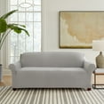 thumbnail image 3 of SureFit Hampstead Stretch Velvet Sofa Slipcover Machine Washable Couch Covers, Light Gray Sofa Cover, 3 of 5