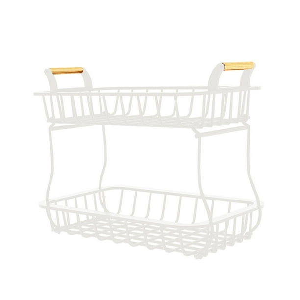 2Tier Fruit Basket Vegetable Holder Kitchen Bread Bowl Snacks