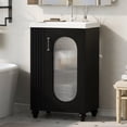 thumbnail image 3 of 20-inch Bathroom Vanity with Ceramic Sink, Black Storage Cabinet with Two-Tier Shelf, Adjustable Shelf, Solid Wood and MDF, 3 of 10
