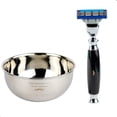 thumbnail image 1 of Kit Afeitado Rastrillo Vintage + Vasija Acero The Shaving Co amarillo 1, 1 of 9