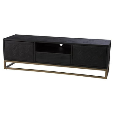 Maklaine Transitional Wood TV - Media Stand for TVs up to 63" in Black