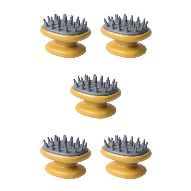 Naiovety Cepillo para lavar el cabello en la ducha, masajeador de doble capa para el cuero cabelludo, lavable, resistente, limpieza de cabeza, Amarillo 5Conjunto