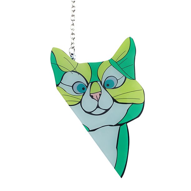 Decoración Colgante De Perro Gato Vitral divertido gato colgante hermoso adorno regalo para el hogar gato verde Ehuebsd Libre de BPA