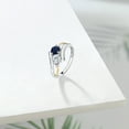 thumbnail image 4 of Gem Stone King 925 Sterling Silver and 10K Yellow Gold Blue Sapphire and White Lab Grown Diamond Two Stone Crossover Ring for Women (1.12 Cttw, Gemstone Birthstone, Size 6), 4 of 5